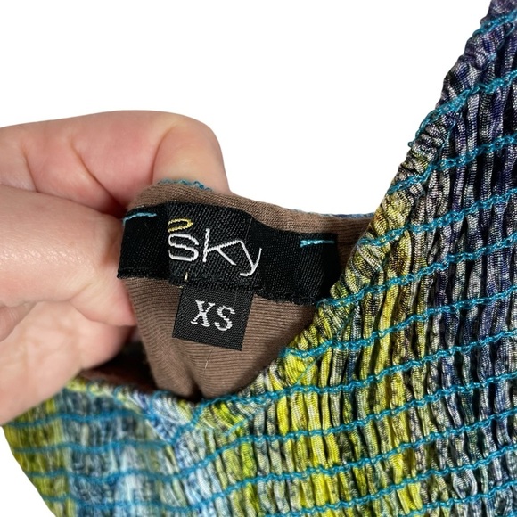 NWOT Sky Rosamary Cut Out Patterned Midi Dress in Green/Blue Size XS - Picture 14 of 16